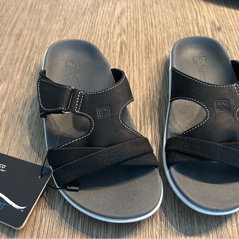 Spence Kholo Women’s Black Slide Sandals with Adjustable Strap